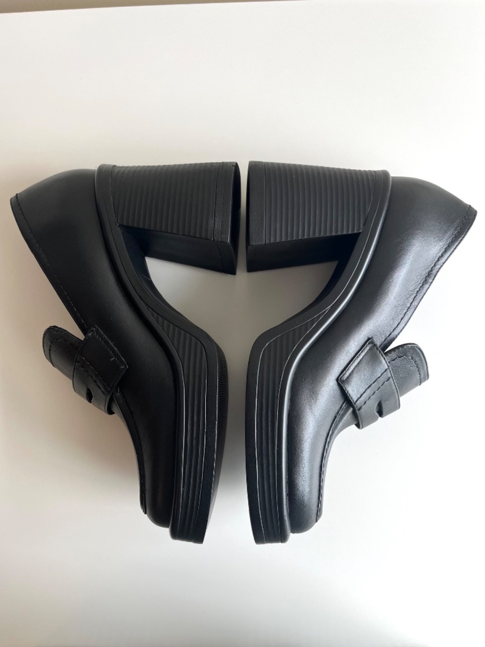 Steve Madden Women's Leather Block Heel Loafers Size 7.5 M Black - Picture 5 of 10